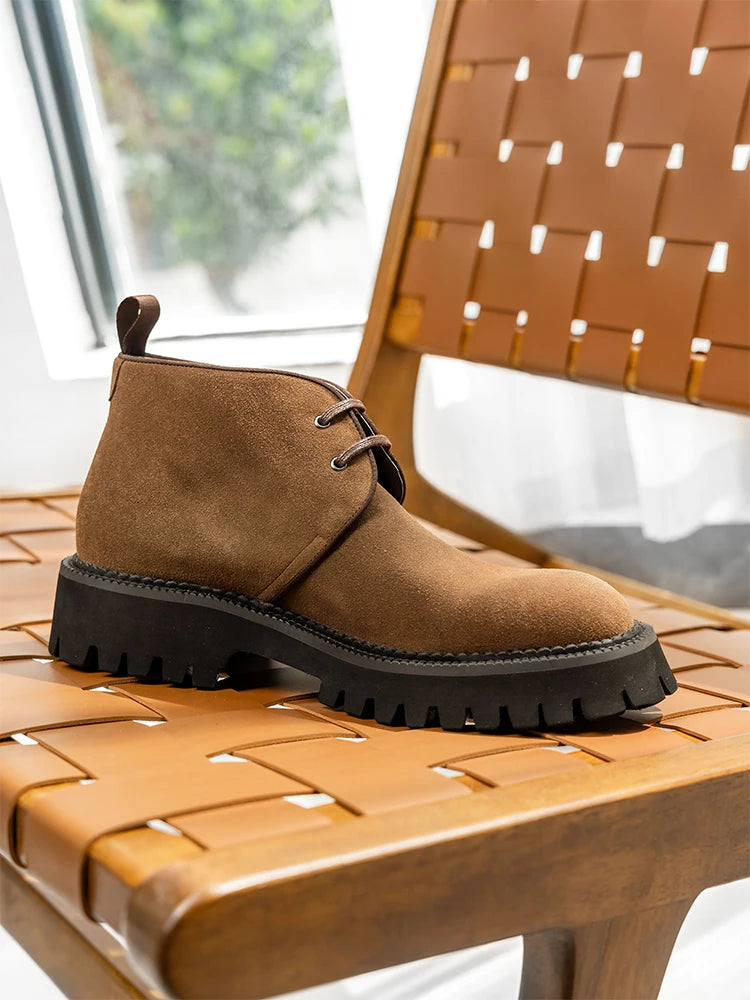 2024 Hanmce Genuine Leather Brohue Ankle Chelsea Boots