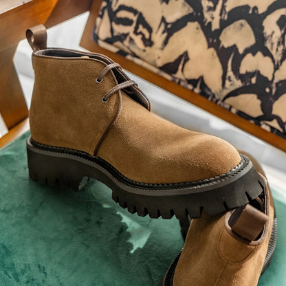 2024 Hanmce Genuine Leather Brohue Ankle Chelsea Boots